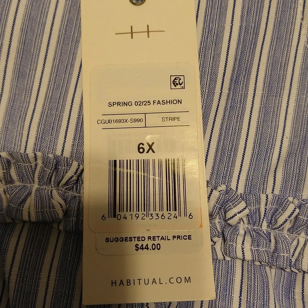 NWT Habitual nautical sundress blue & white stripe size 6x - Picture 2 of 3